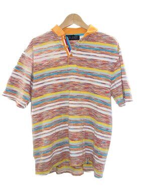 Vintage 90s TANK Striped Polo Shirt - Gothic Logo - Retro Streetwear